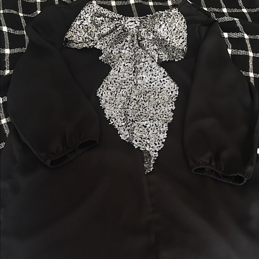 Black and Silver Bow Blouse